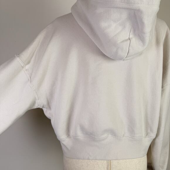 Abercrombie & Fitch Hoodie Women's Medium Cropped Cream/Red Velvet Print Lounge - Picture 7 of 13